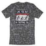 I Like You But if Zombies Chase Us I'm Tripping You Ladies Short Sleeve Tee - Black Leopard