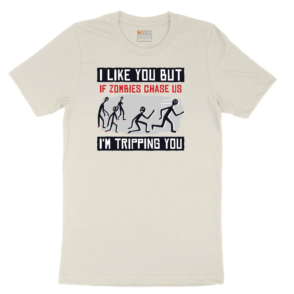I Like You But if Zombies Chase Us I'm Tripping You Ladies Short Sleeve Tee - Natural Heather