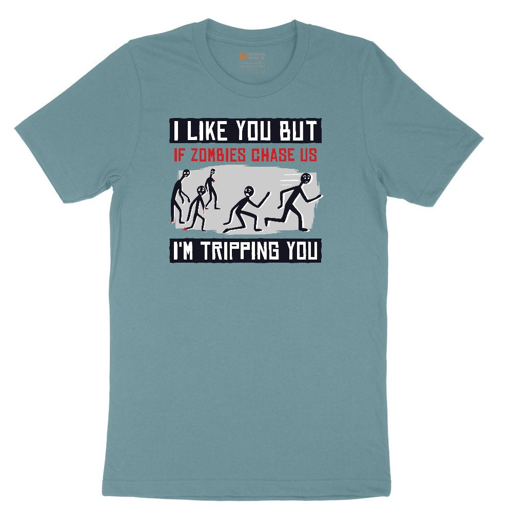 I Like You But if Zombies Chase Us I'm Tripping You Ladies Short Sleeve Tee - Surf Blackout