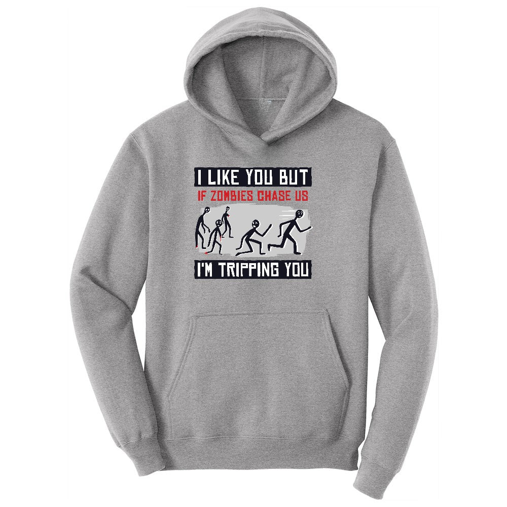 I Like You But if Zombies Chase Us I'm Tripping You Toddler Hoodie - Athletic Heather