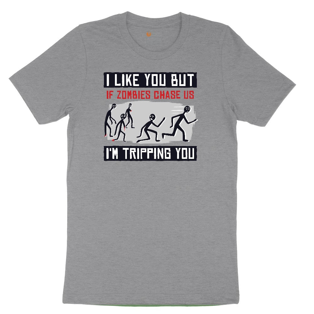 I Like You But if Zombies Chase Us I'm Tripping You Toddler Short Sleeve Tee - Athletic Heather