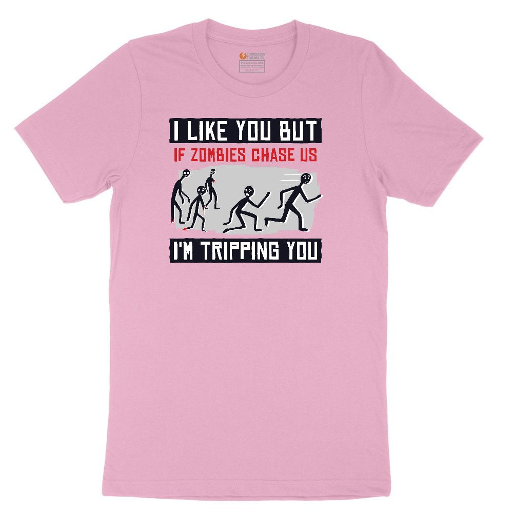 I Like You But if Zombies Chase Us I'm Tripping You Toddler Short Sleeve Tee - Candy Pink