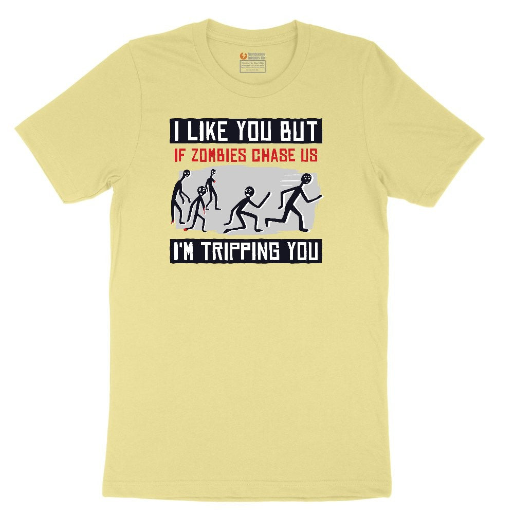 I Like You But if Zombies Chase Us I'm Tripping You Toddler Short Sleeve Tee - Yellow