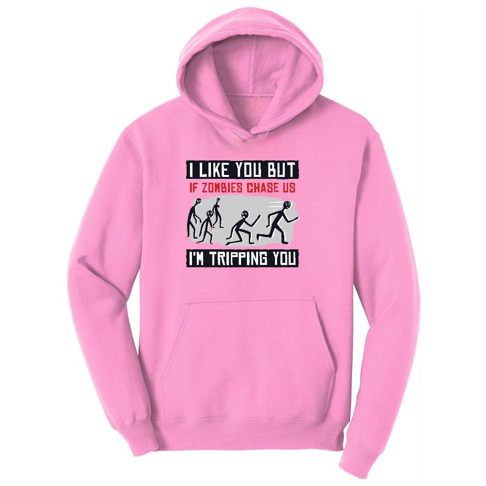 I Like You But if Zombies Chase Us I'm Tripping You Youth Hoodie - Candy Pink