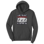 I Like You But if Zombies Chase Us I'm Tripping You Youth Hoodie - Dark Heather Grey