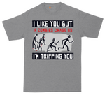I Like You But if Zombies Chase Us I'm Tripping You tall t-shirt for men in Athletic Heather
