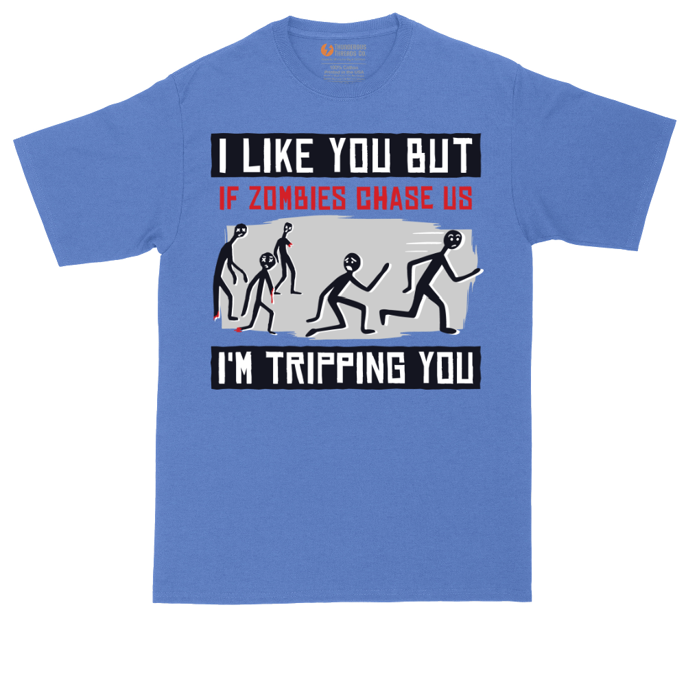 I Like You But if Zombies Chase Us I'm Tripping You tall t-shirt for men in Heather Royal