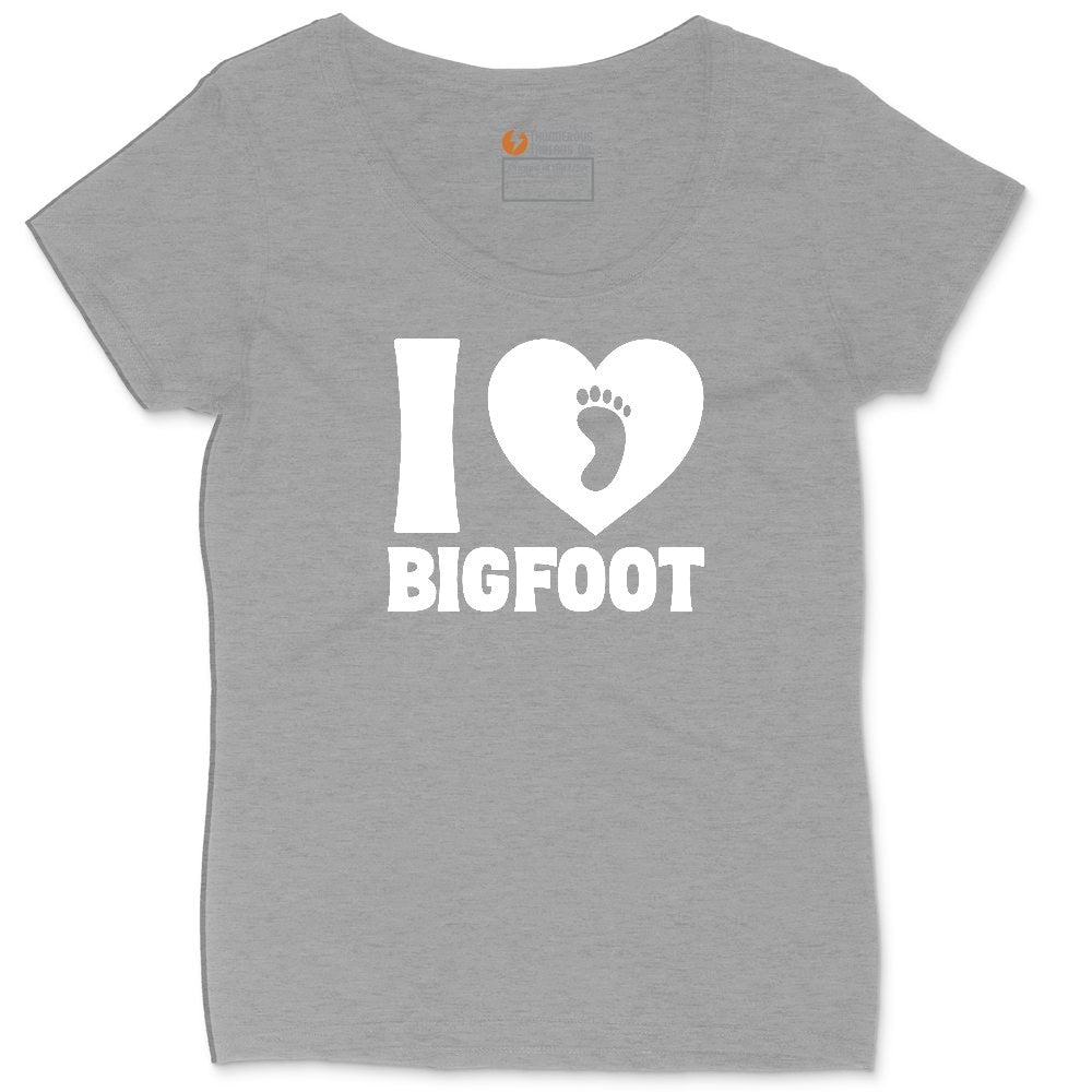 I Love Bigfoot Ladies Curvy Tee - Granite Heather