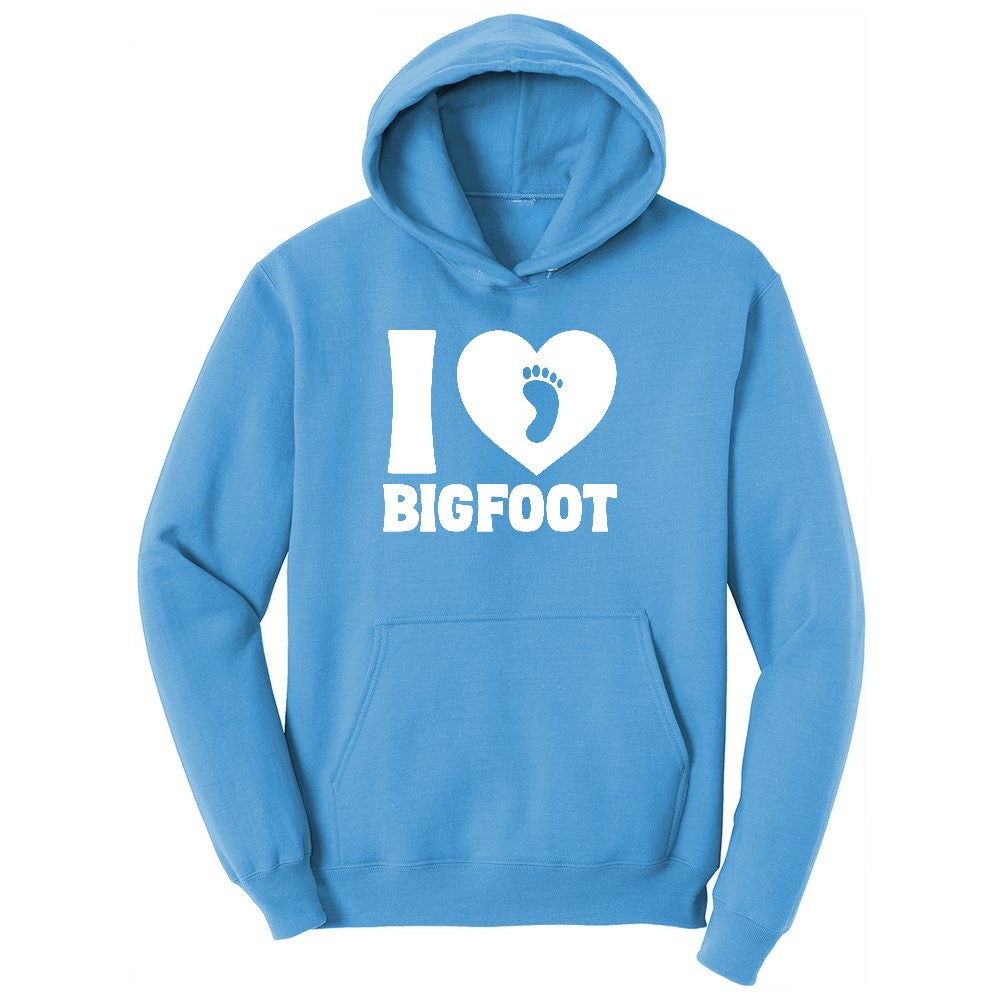 I Love Bigfoot Ladies Hoodie - Aquatic Blue