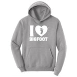 I Love Bigfoot Ladies Hoodie - Athletic Heather