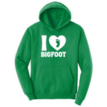I Love Bigfoot Ladies Hoodie - Kelly Green