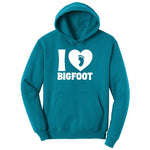 I Love Bigfoot Ladies Hoodie - Teal