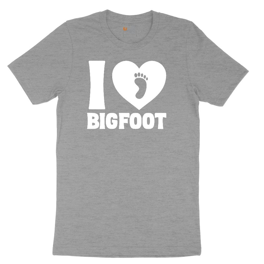 I Love Bigfoot Ladies Short Sleeve Tee - Granite Heather