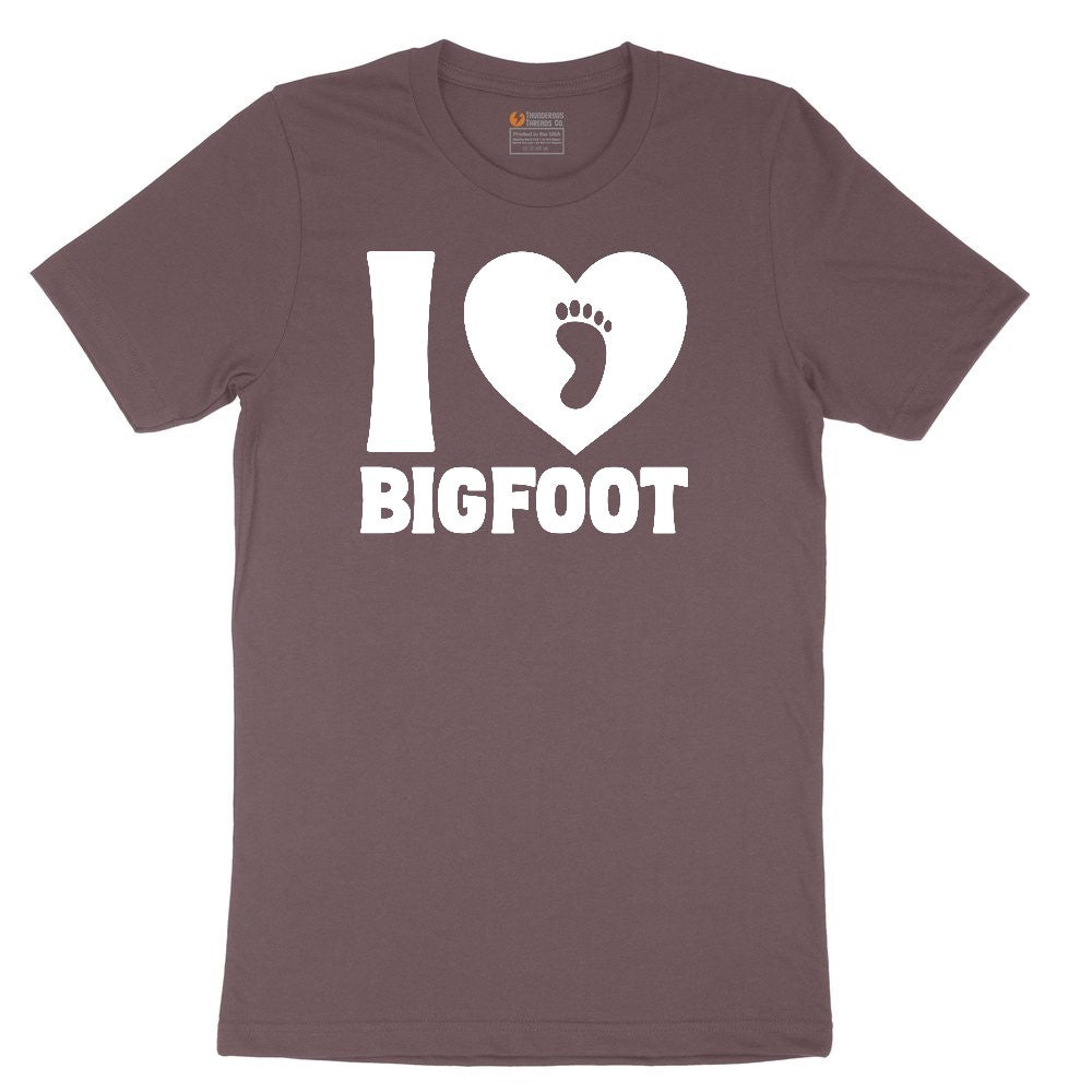 I Love Bigfoot Ladies Short Sleeve Tee - Sangria Blackout