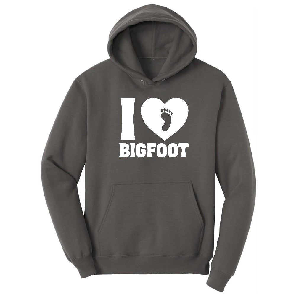 I Love Bigfoot Hoodie - Charcoal