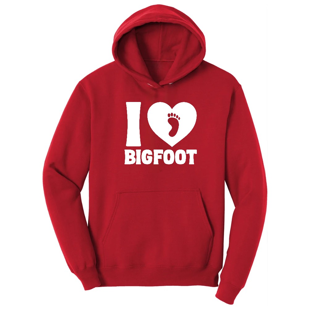 I Love Bigfoot Hoodie - Red