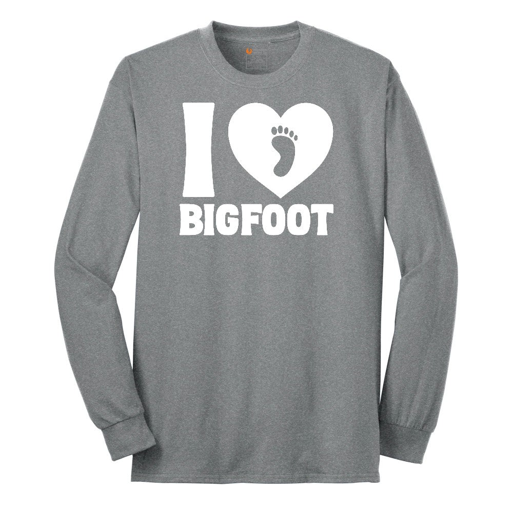 I Love Bigfoot Long Sleeve Tee - Athletic Grey