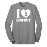 I Love Bigfoot Long Sleeve Tee - Athletic Grey