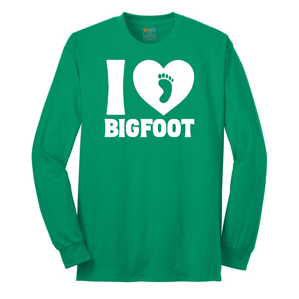 I Love Bigfoot Long Sleeve Tee - Kelly Green