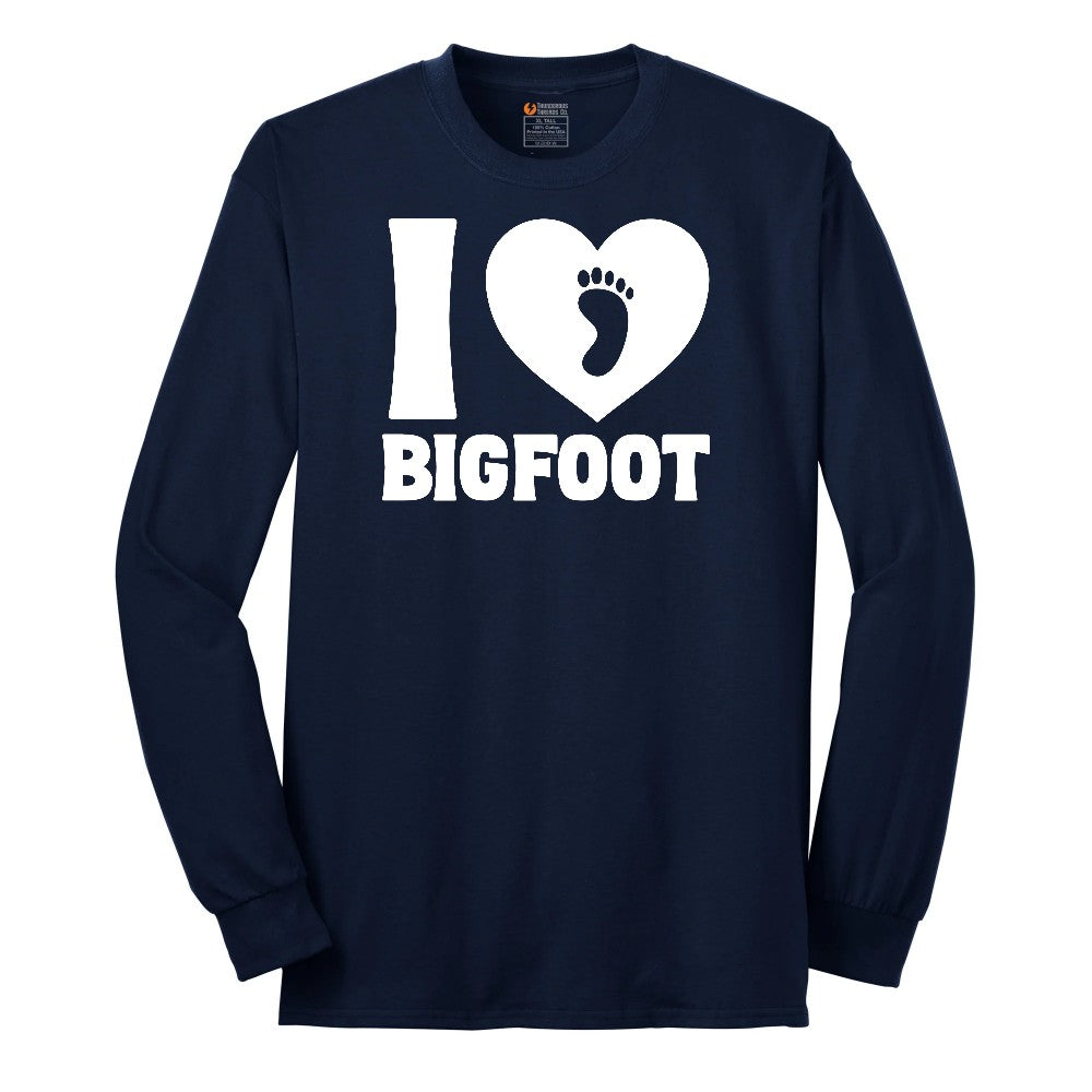 I Love Bigfoot Long Sleeve Tee - Navy