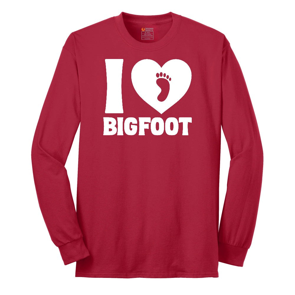I Love Bigfoot Long Sleeve Tee - Red