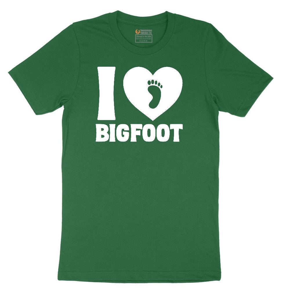 I Love Bigfoot Short Sleeve Tee - Athletic Kelly