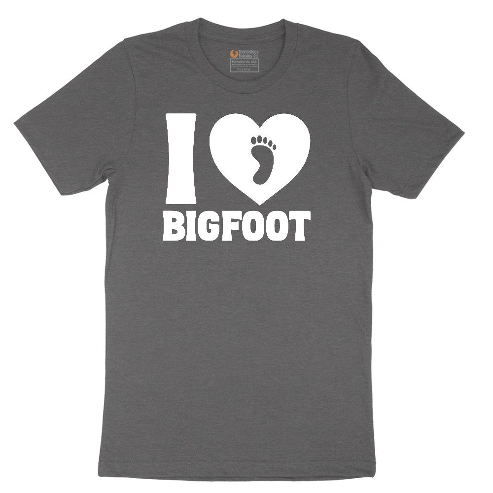 I Love Bigfoot Short Sleeve Tee - Dark Heather Grey