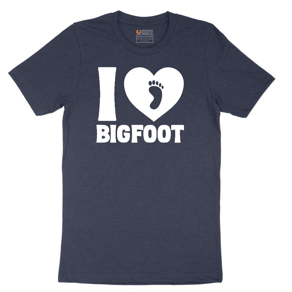 I Love Bigfoot Short Sleeve Tee - Heather Navy