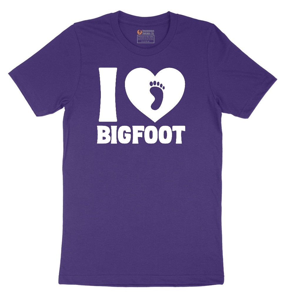 I Love Bigfoot Short Sleeve Tee - Team Purple