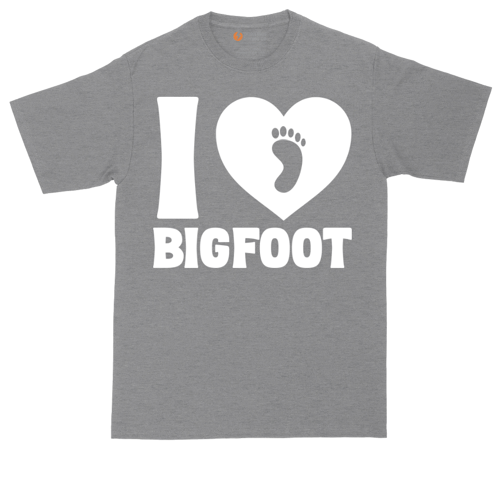 I Love Bigfoot tall t-shirt for men in Athletic Heather