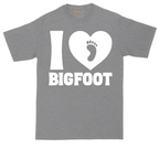 I Love Bigfoot tall t-shirt for men in Athletic Heather