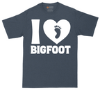 I Love Bigfoot tall t-shirt for men in Heather Navy