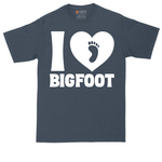 I Love Bigfoot tall t-shirt for men in Heather Navy