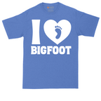 I Love Bigfoot tall t-shirt for men in Heather Royal
