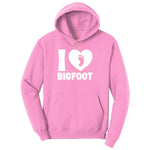 I Love Bigfoot Youth Hoodie - Candy Pink