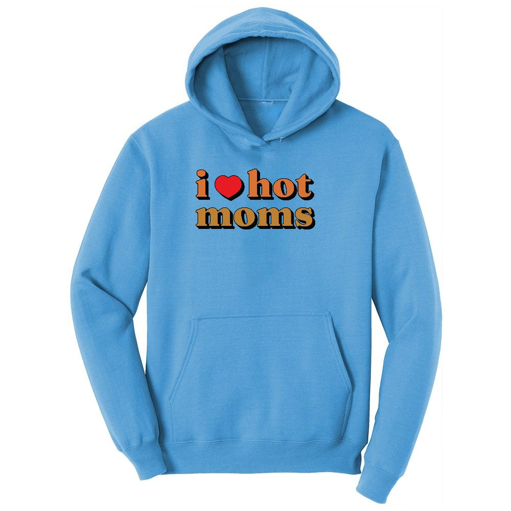 I Love Hot Moms Youth Hoodie - Aquatic Blue