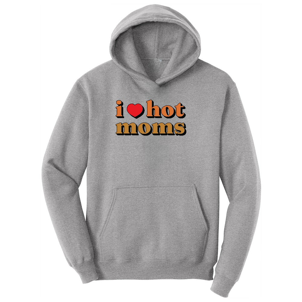 I Love Hot Moms Youth Hoodie - Athletic Heather