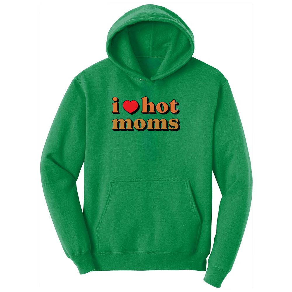 I Love Hot Moms Youth Hoodie - Kelly Green