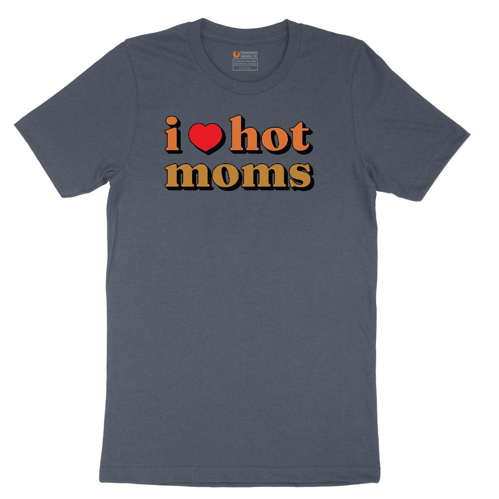 I Love Hot Moms Youth Short Sleeve Tee - Heather Navy