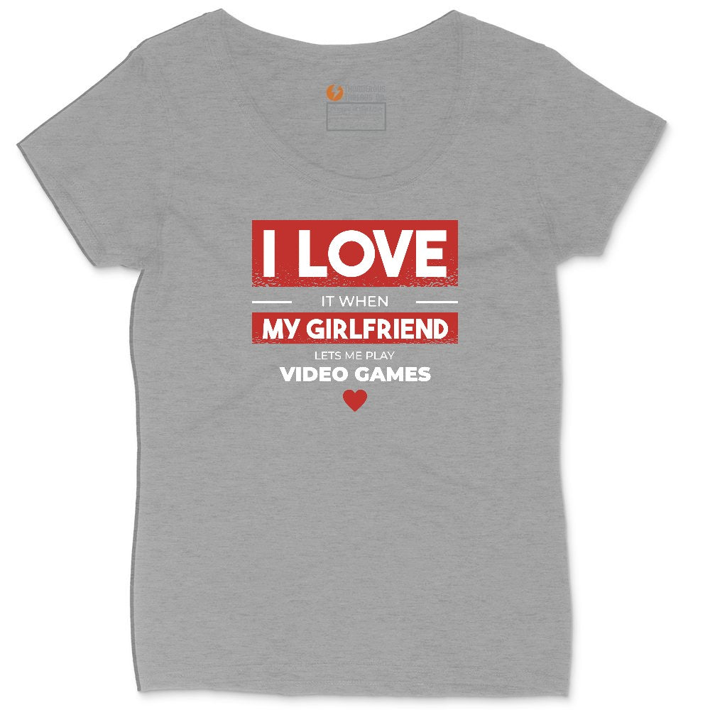 I Love It When My Girlfriend Lets Me Play Video Games - Mens & T-Shirt Ladies Curvy Tee - Granite Heather