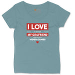 I Love It When My Girlfriend Lets Me Play Video Games - Mens & T-Shirt Ladies Curvy Tee - Surf Blackout