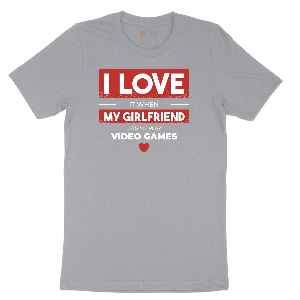 I Love It When My Girlfriend Lets Me Play Video Games - Mens & T-Shirt Short Sleeve Tee - Athletic Heather Grey