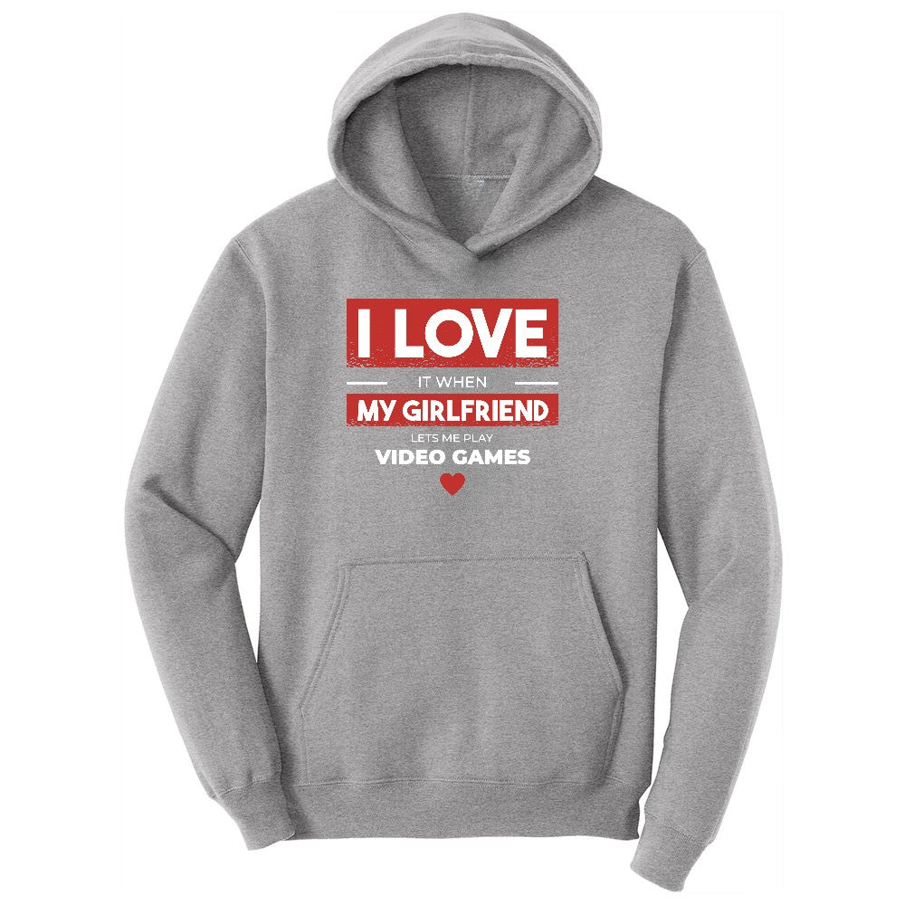 I Love It When My Girlfriend Lets Me Play Video Games - Mens & T-Shirt Youth Hoodie - Athletic Heather