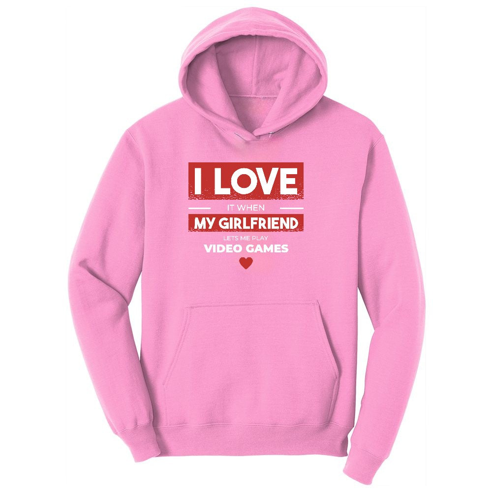 I Love It When My Girlfriend Lets Me Play Video Games - Mens & T-Shirt Youth Hoodie - Candy Pink