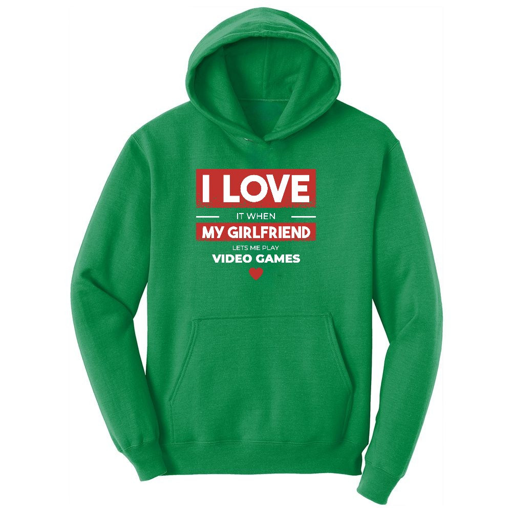 I Love It When My Girlfriend Lets Me Play Video Games - Mens & T-Shirt Youth Hoodie - Kelly Green
