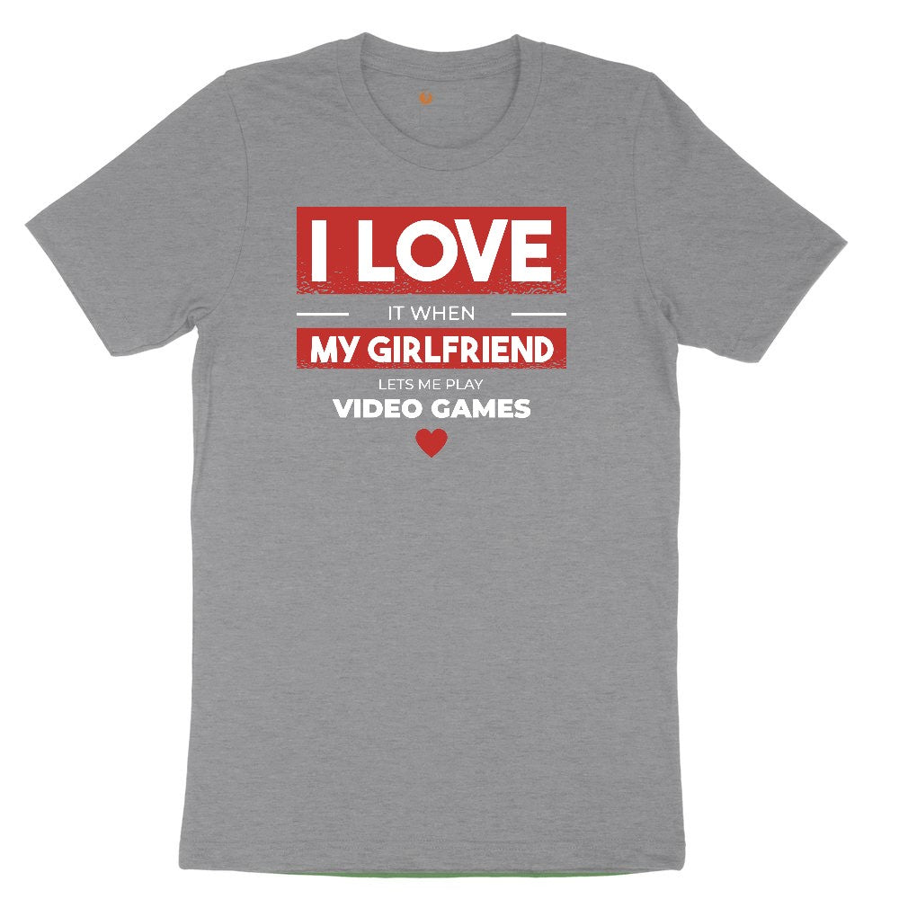 I Love It When My Girlfriend Lets Me Play Video Games - Mens & T-Shirt Youth Short Sleeve Tee - Athletic Heather