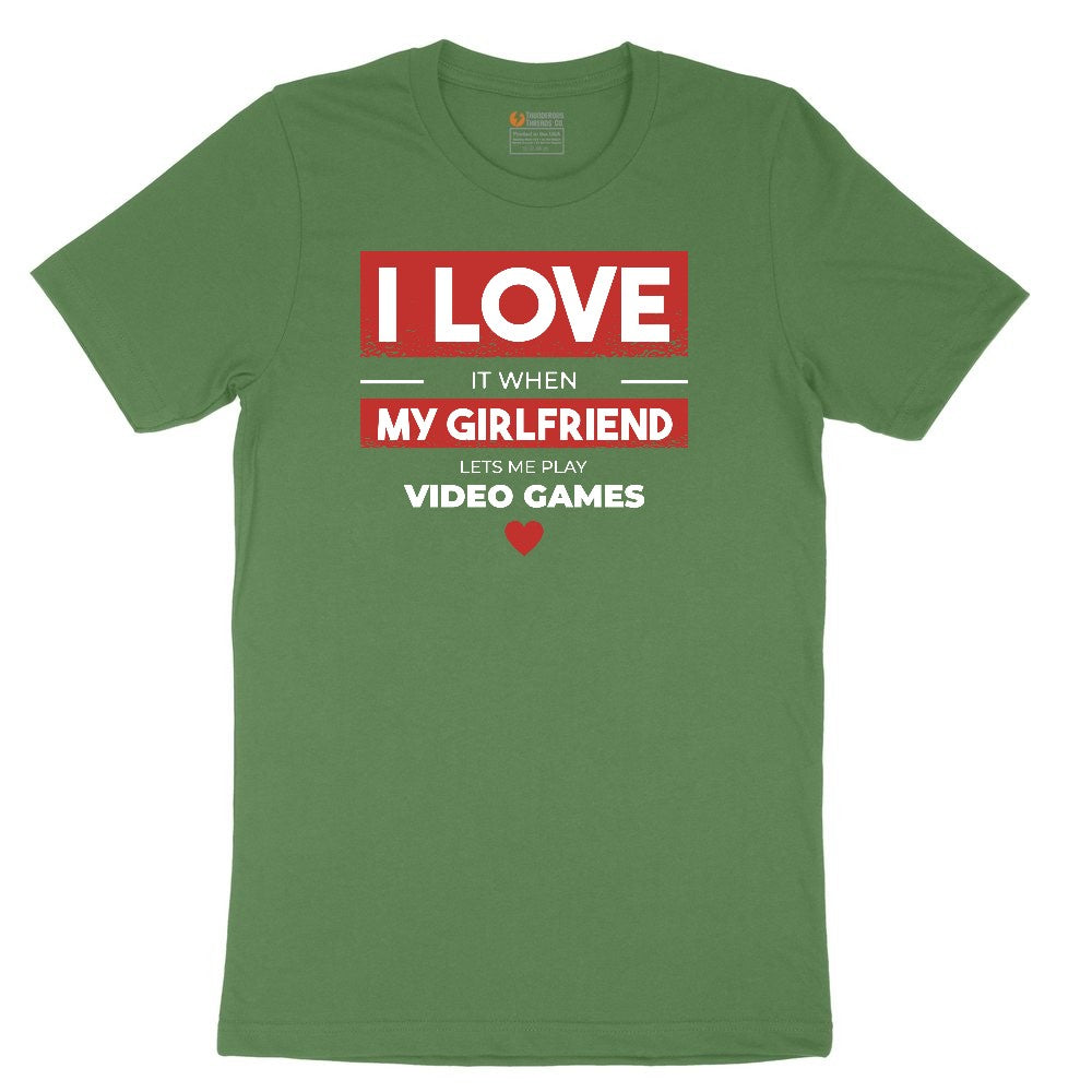 I Love It When My Girlfriend Lets Me Play Video Games - Mens & T-Shirt Youth Short Sleeve Tee - Athletic Kelly