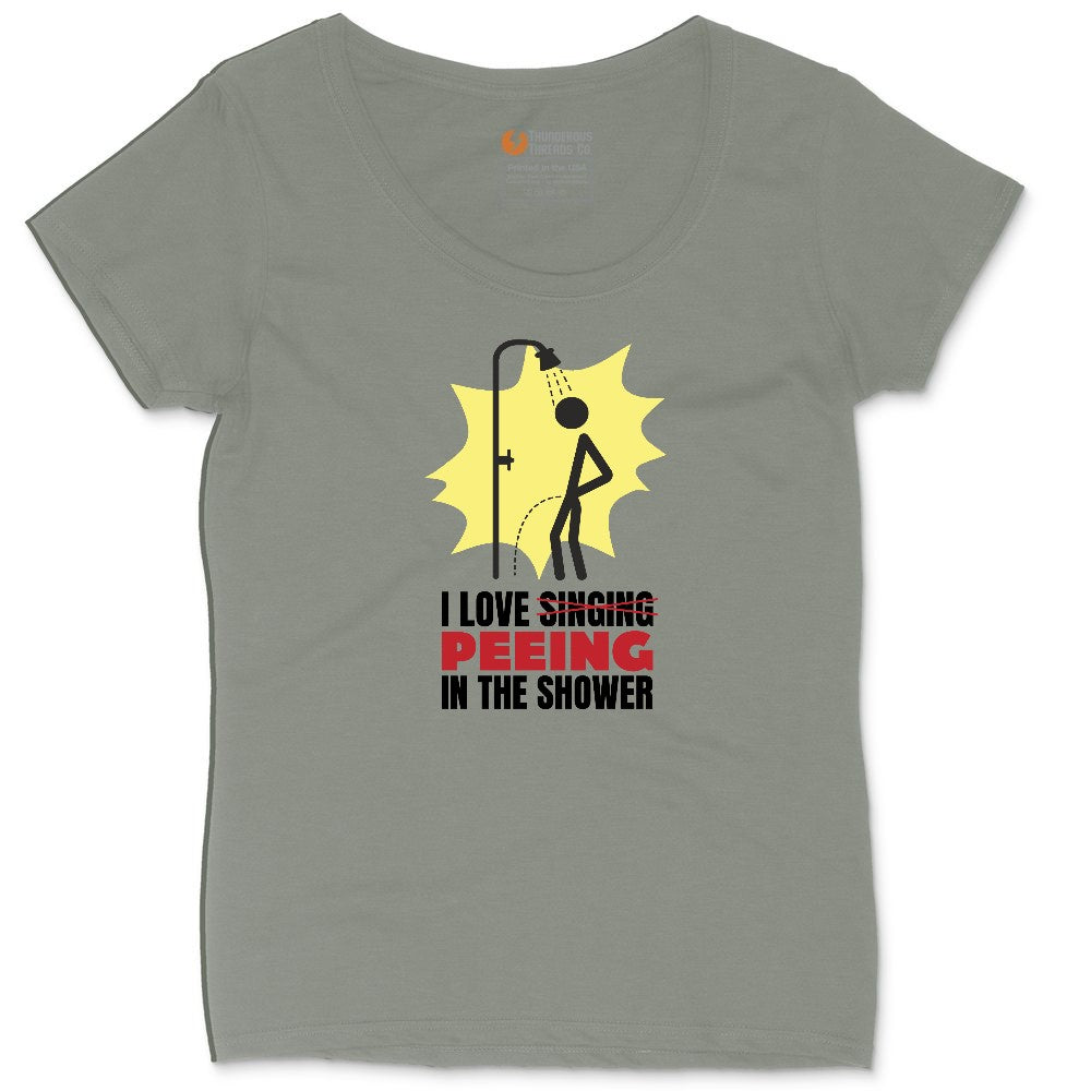 I Love Peeing in the Shower Ladies Curvy Tee - Bamboo Blackout