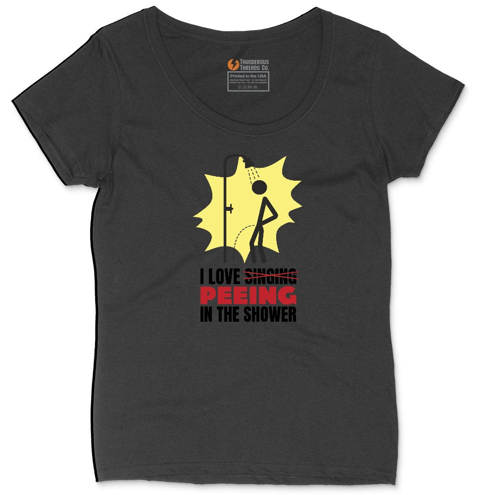 I Love Peeing in the Shower Ladies Curvy Tee - Black