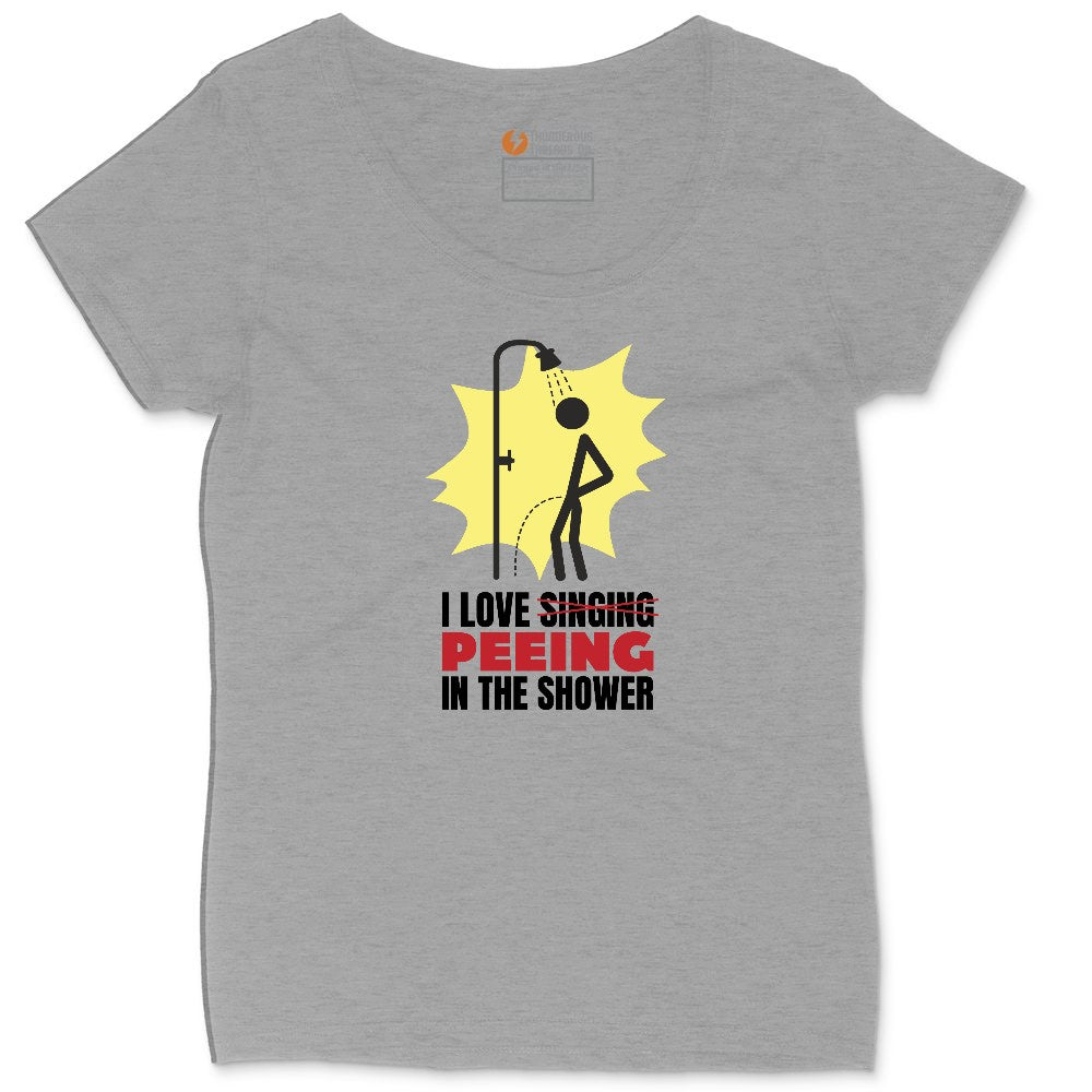 I Love Peeing in the Shower Ladies Curvy Tee - Granite Heather